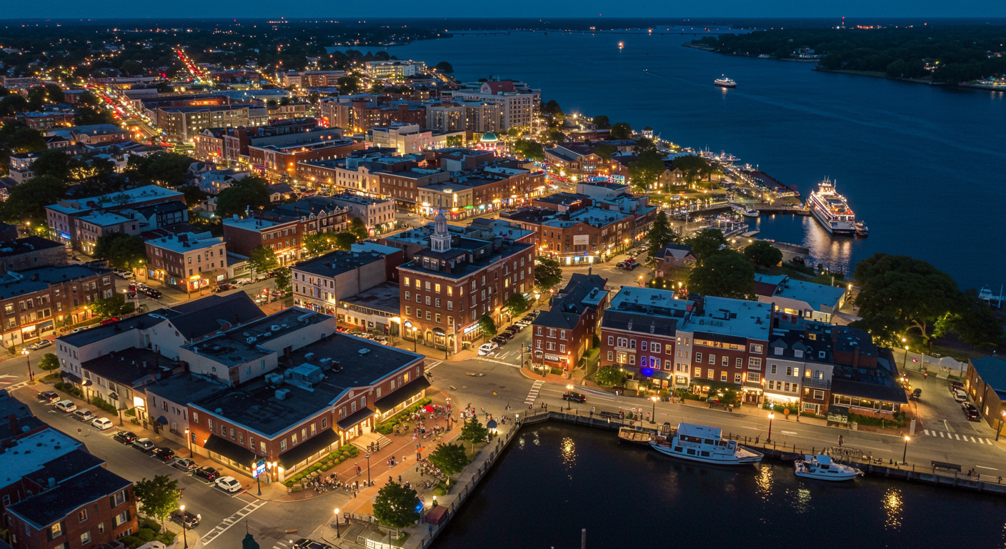 Red Bank, New Jersey along the Navesink River at dusk